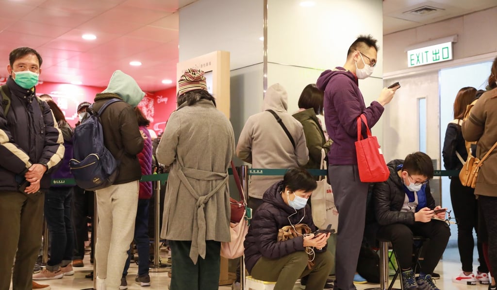 Some people started queuing as early as 7am for masks. Photo: May Tse