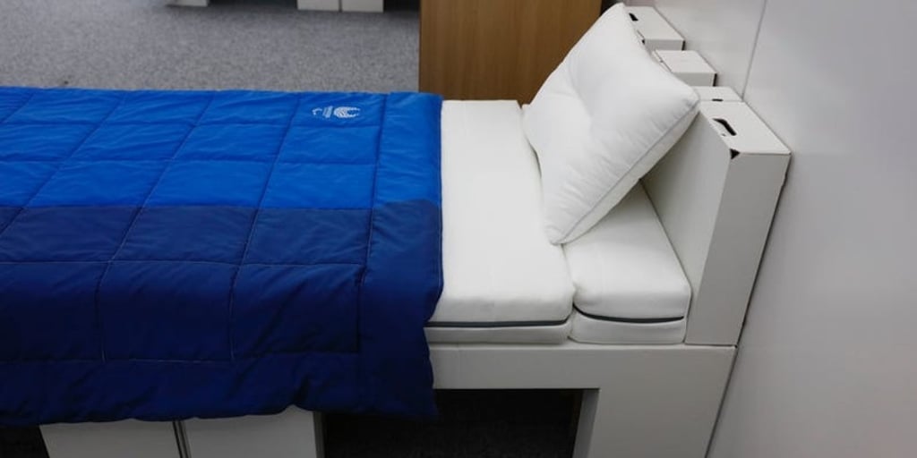 The cardboard bed athletes will sleep on at the 2020 Tokyo Olympics. Photo: AP The cardboard bed athletes will sleep on at the 2020 Tokyo Olympics. Photo: AP