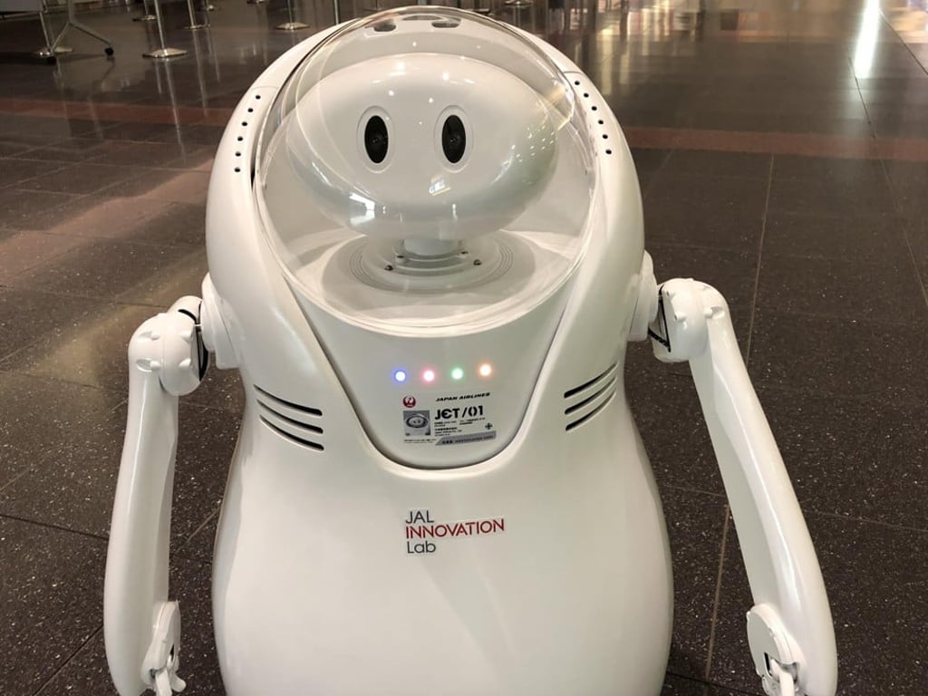 ‘Jet’, a child-sized, virtual reality robot prototype, which can provide assistance to travellers from around the world, was tested at Tokyo International Airport last year. ‘Jet’, a child-sized, virtual reality robot prototype, which can provide assistance to travellers from around the world, was tested at Tokyo International Airport last year.