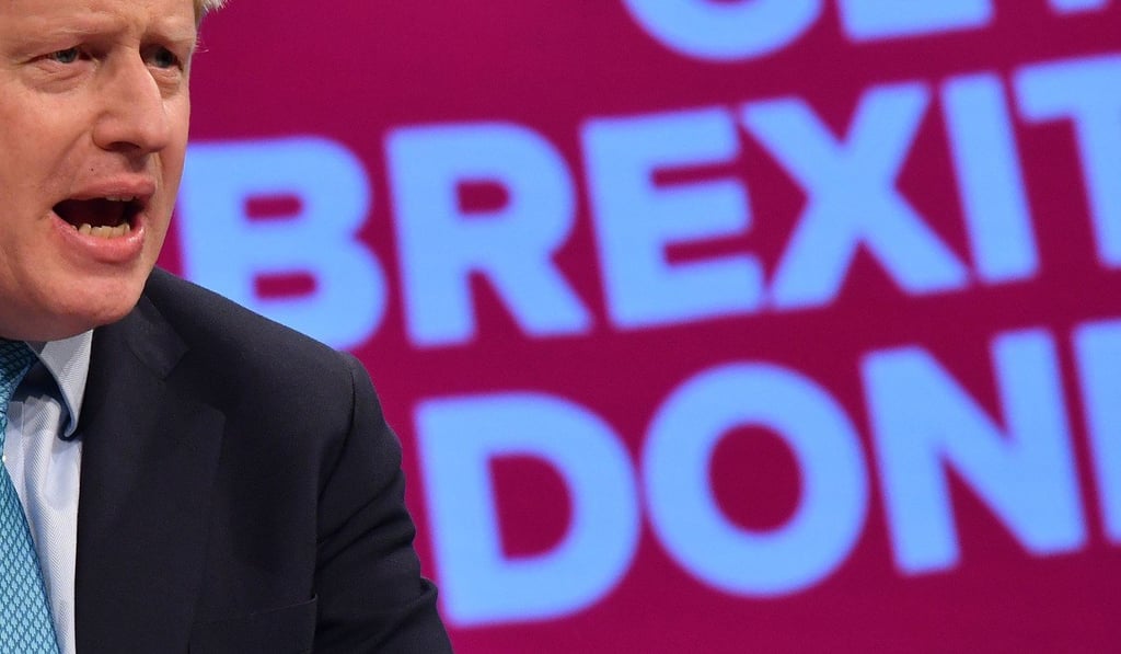 Prime Minister Boris Johnson delivers a keynote speech on the final day of the Conservative Party conference in Manchester, England, on October 2, 2019. Johnson wants all negotiations on post-Brexit rules and regulations to be concluded by the end of this year. Photo: AFP