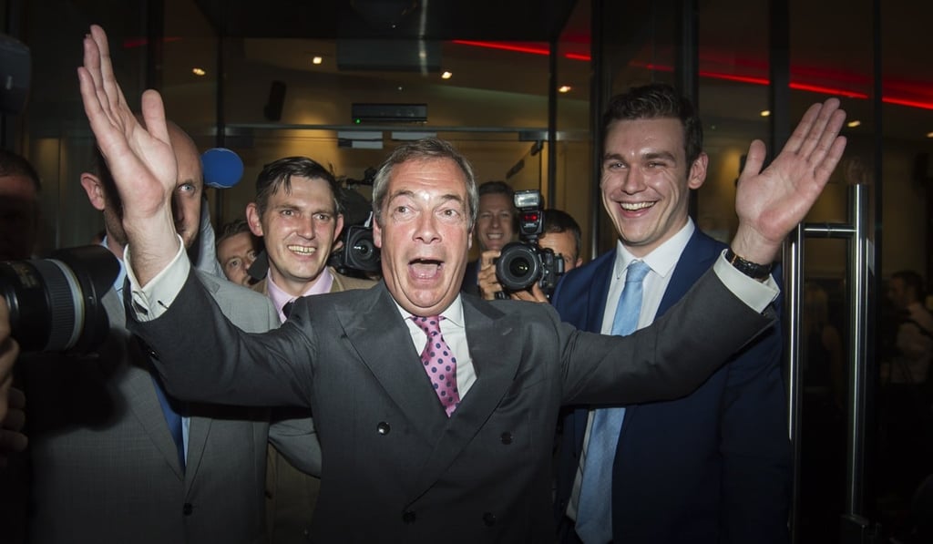 Nigel Farage, centre, leader of the Brexit Party. Photo: EPA Nigel Farage, centre, leader of the Brexit Party. Photo: EPA
