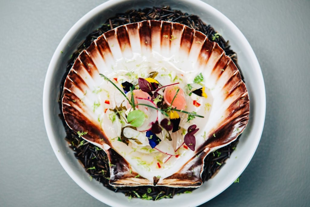 Irish scallops with vegetable pickles, by Chan. Photo: Handout Irish scallops with vegetable pickles, by Chan. Photo: Handout