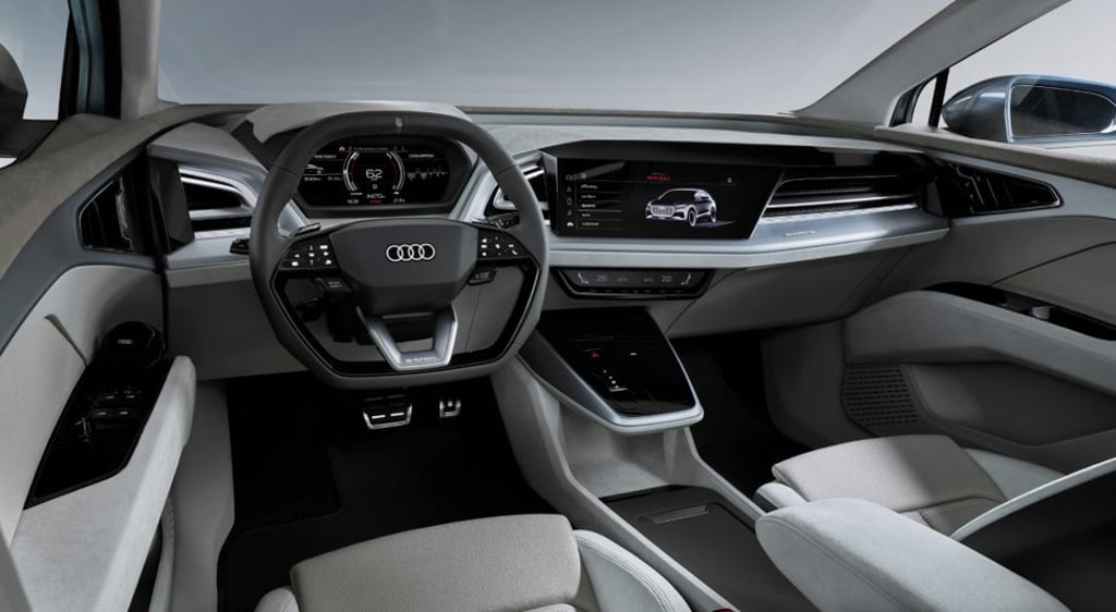 Inside Audi’s e-tron SUV. Photo: Robb Report