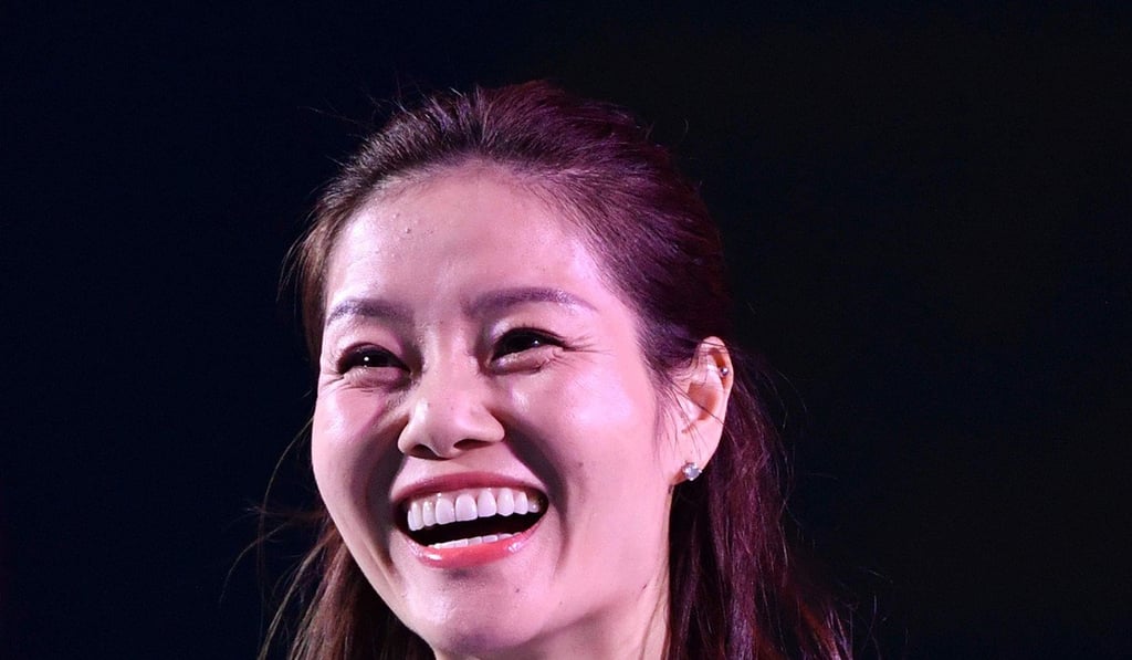 Li Na speaks during the opening ceremony of the 2019 Wuhan Open tennis tournament. Photo: AFP