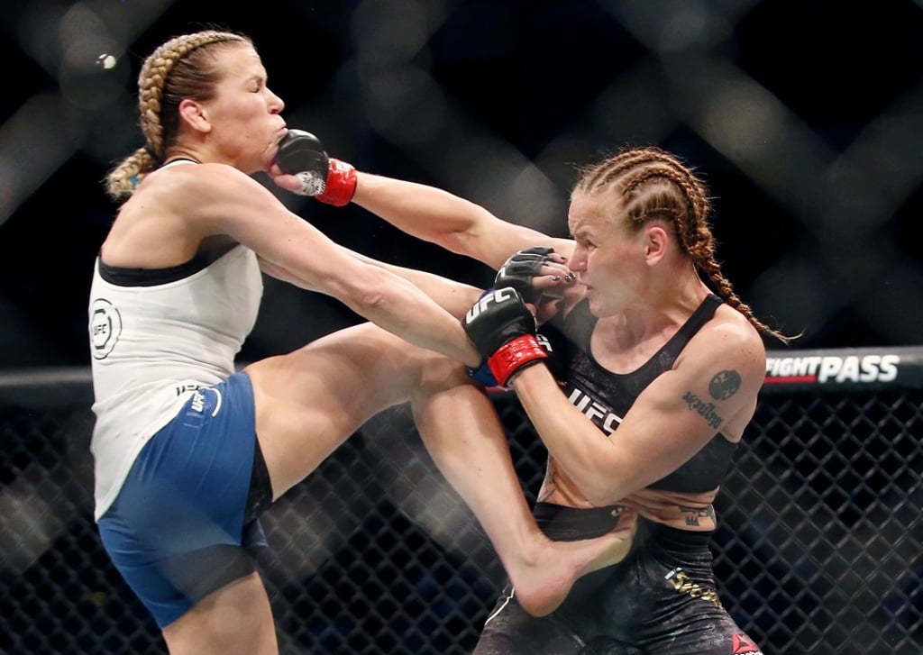 Valentina Shevchenko lands a punch on Katlyn Chookagian. Photo: USA TODAY Sports