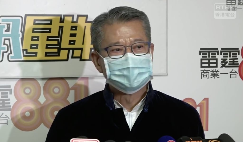 Financial Secretary Paul Chan on a radio programme last month. Photo: RTHK