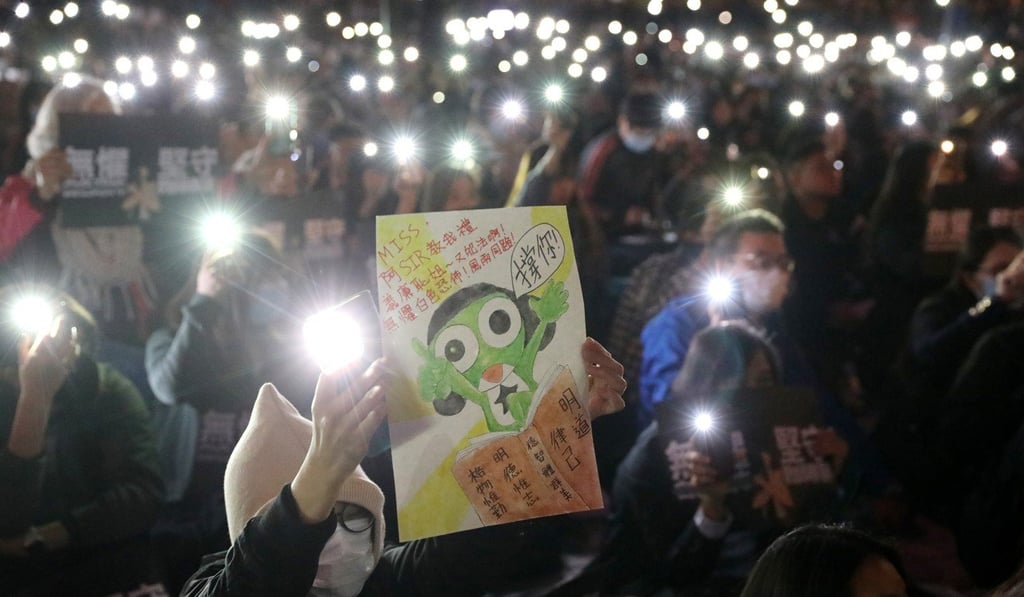 Teachers protest against the Education Bureau’s handling of protest-related cases in Hong Kong on January 3. Photo: K.Y. Cheng