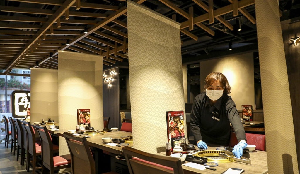 Japanese restaurant Gyu-Kaku in Whampoa has installed banners to divide tables. Photo: Winson Wong