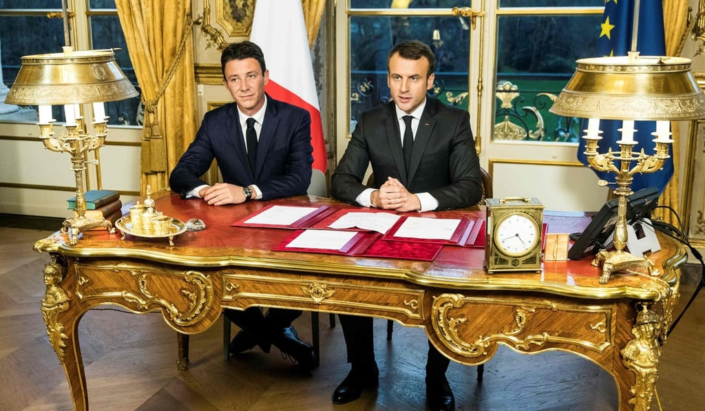Benjamin Griveaux, left, is a former government spokesman and one of French President Emmanuel Macron’s closest allies. File photo: Agence France-Presse Benjamin Griveaux, left, is a former government spokesman and one of French President Emmanuel Macron’s closest allies. File photo: Agence France-Presse