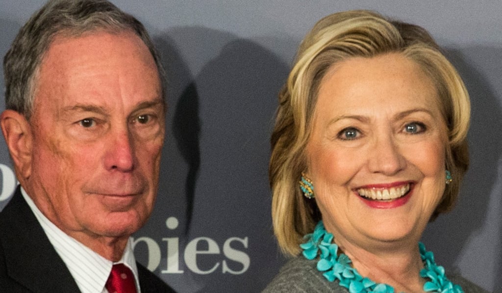 Michael Bloomberg and Hillary Clinton at press conference announcing a new initiative between the Clinton Foundation, United Nations Foundation and Bloomberg Philanthropies, in 2014. Photo: AFP