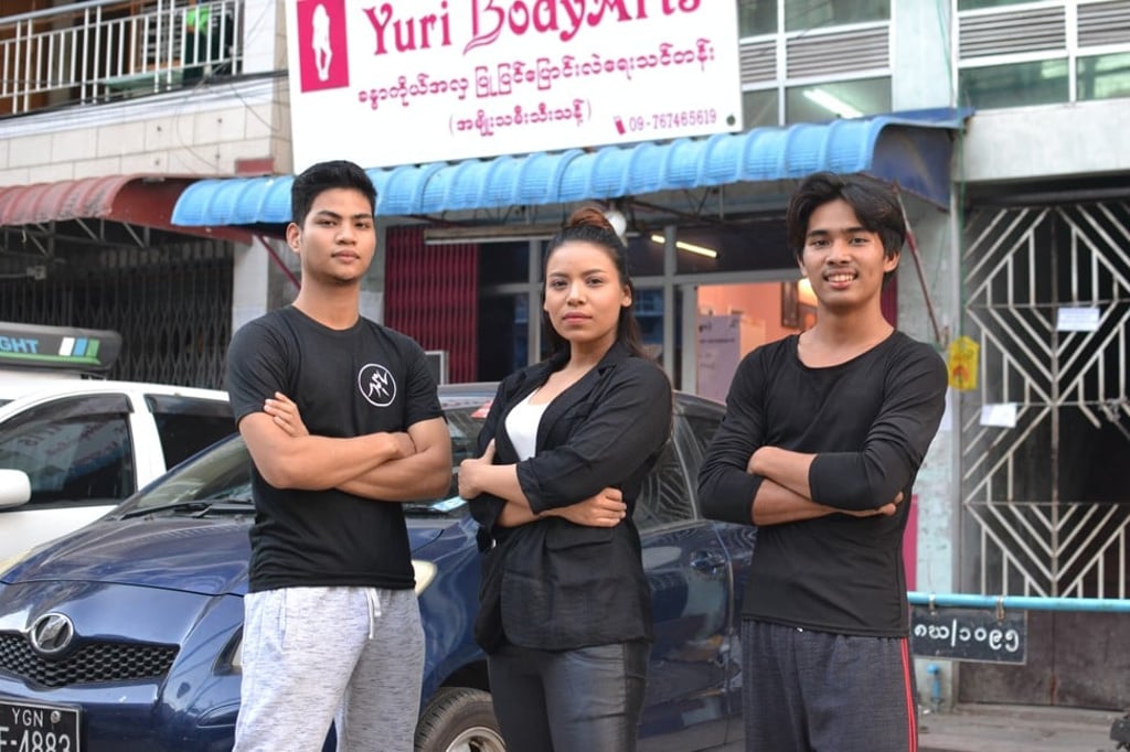Kai (left) with Gloria Judo and one of her other students. Photo: Lorcan Lovett