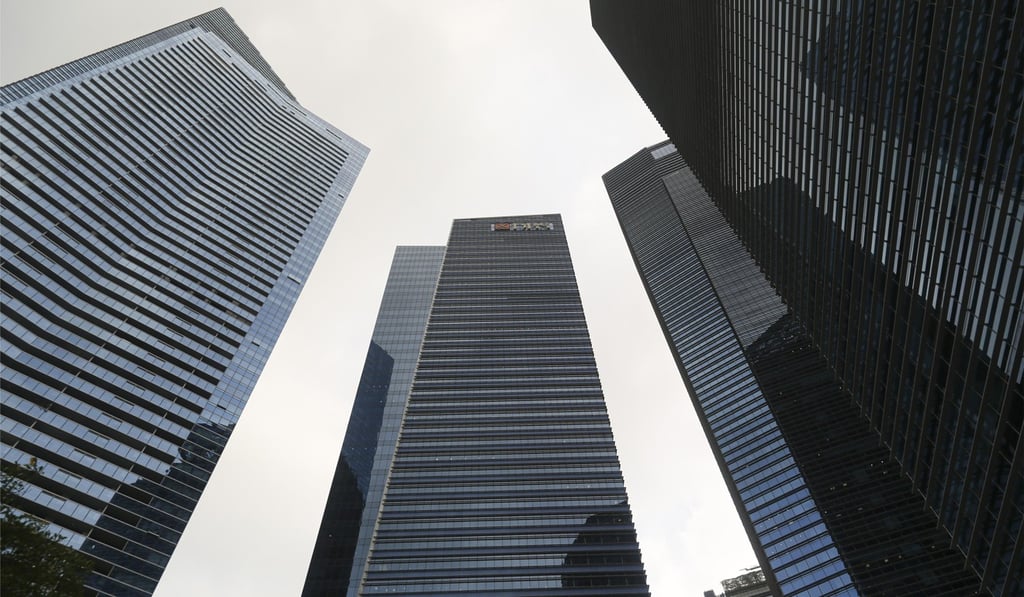 Buildings in Singapore’s central business district. DBS evacuated 300 workers on one floor as a result of a coronavirus case. Photo: Bloomberg