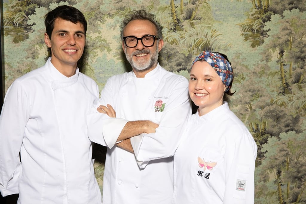 Chefs Mattia Agazzi, Massimo Bottura and Karime Lopez. Photo: Gucci