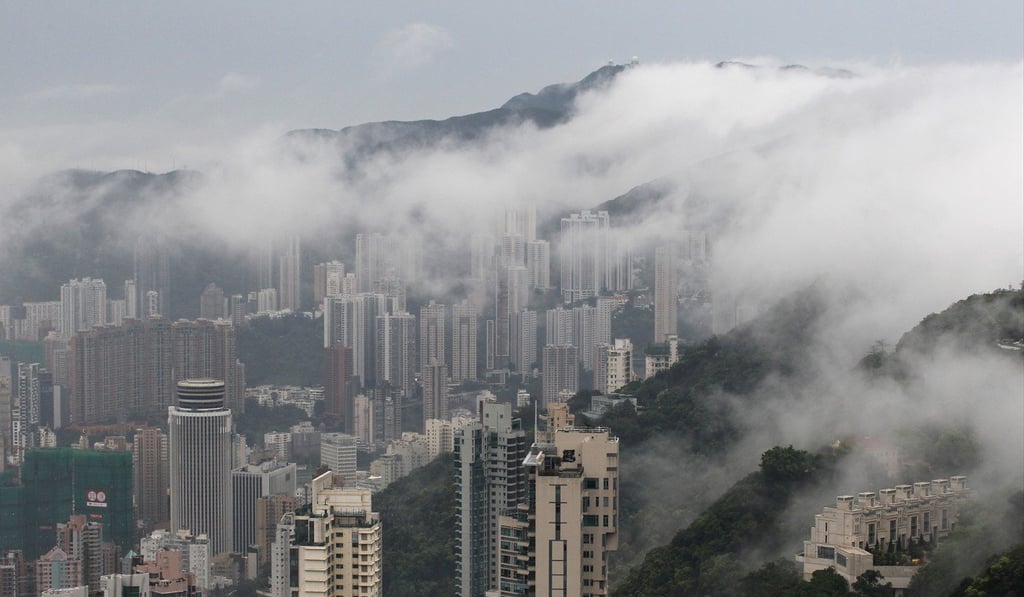 Clould and fog shrouds Hong Kong Island after a heavy rain. Photo: SCMP