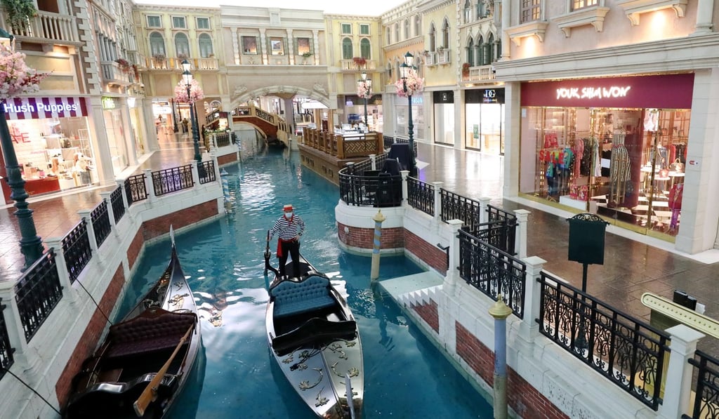 The gondoliers are back, but many of the shopping streets at the Venetian Macau casino were empty on Thursday morning. Photo: Nora Tam