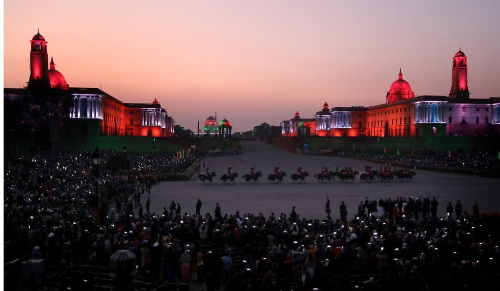 The annual military ceremony called Beating the Retreat is performed in New Delhi to close Republic Day celebrations. Photo: EPA-EFE
