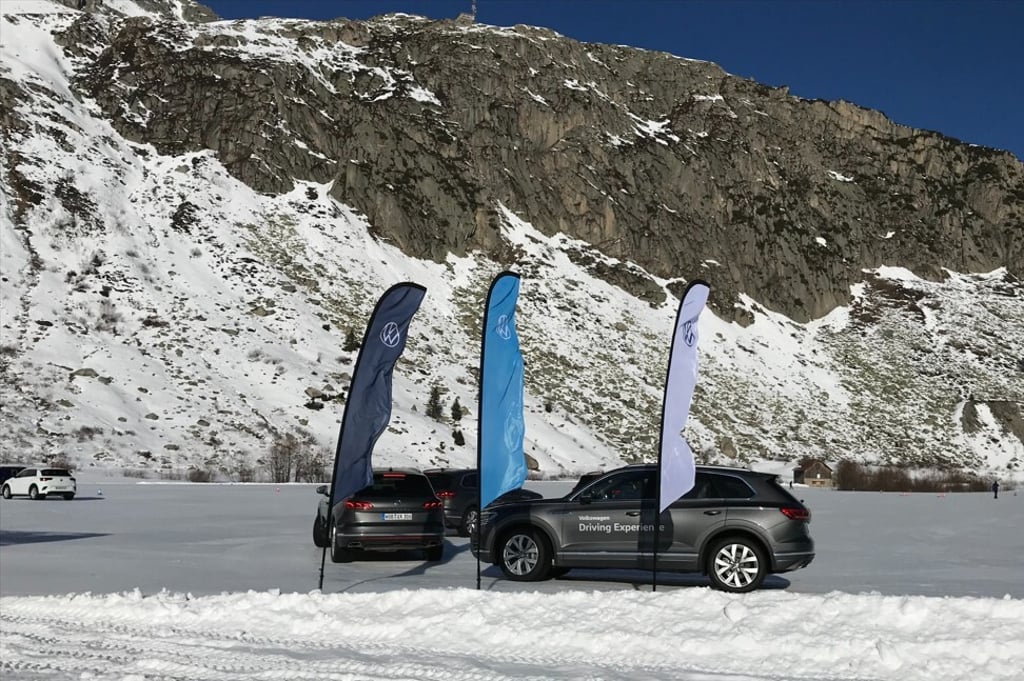 The Volkswagen winter-driving practice rink in Andermatt. Photo: Mark Footer The Volkswagen winter-driving practice rink in Andermatt. Photo: Mark Footer