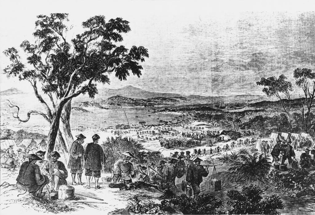 An illustration from 1870 shows Chinese workers on the Queensland goldfields. Photo: Getty Images