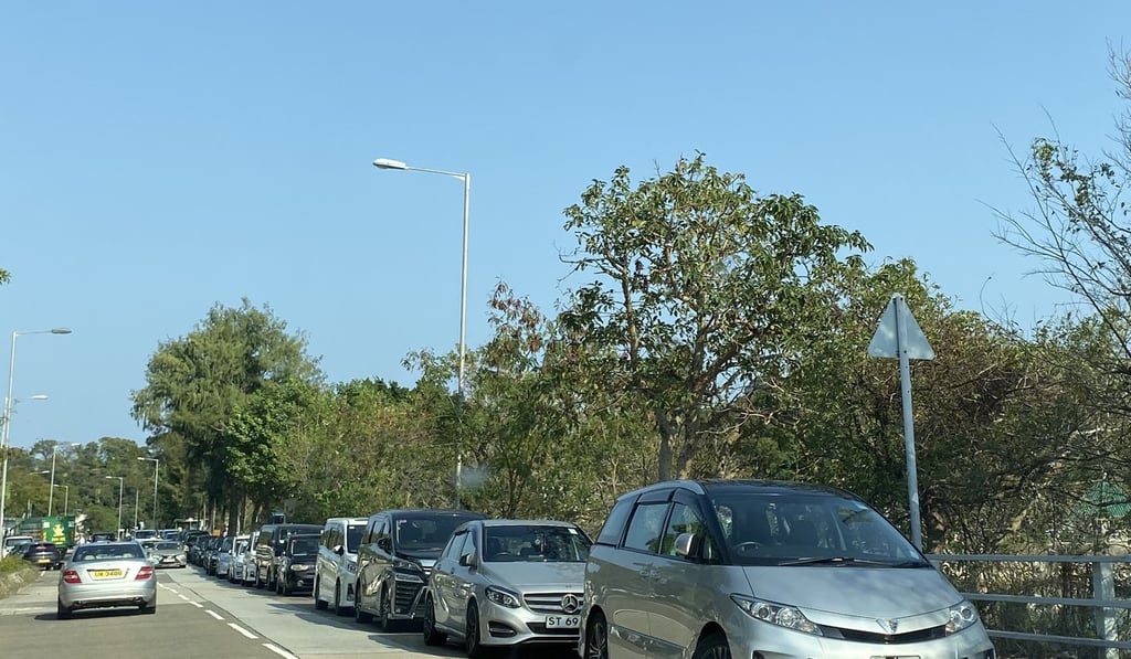 A line of cars pack the roadside near the reservoir. Photo: Denise Tsang A line of cars pack the roadside near the reservoir. Photo: Denise Tsang