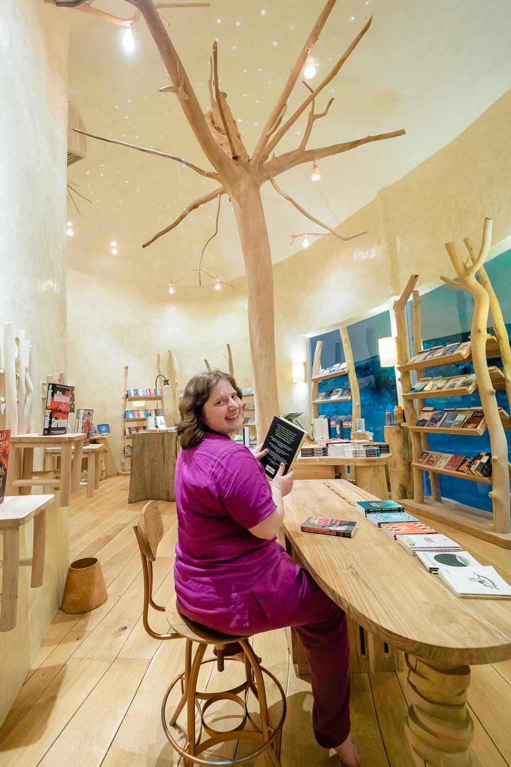 Chrissy Ryan bibliotherapist, at Ultimate Library’s Barefoot Bookshop in the Maldives. Photo: Soneva Fushi