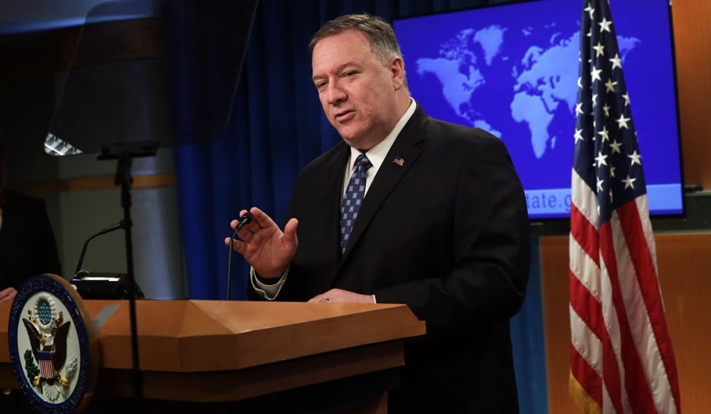 US Secretary of State Mike Pompeo speaks during a news briefing at the State Department on Tuesday. Photo: AFP