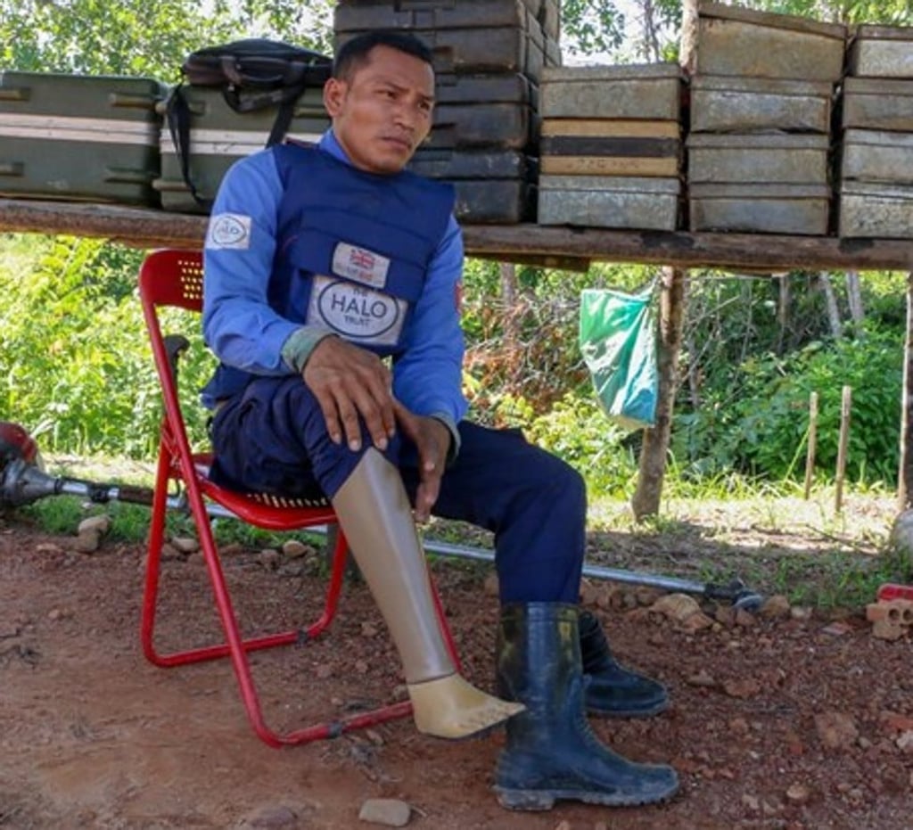 Six years after losing his leg to a landmine in Cambodia, Soy Kossal now works as a deminer.
