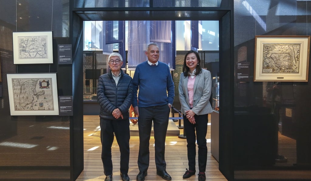 William Waung, Richard Wesley and Libby Chan Lai-pak, from the Hong Kong Maritime Museum, are still welcoming visitors despite citywide closures because of the Covid-19 epidemic. Photo: Jonathan Wong