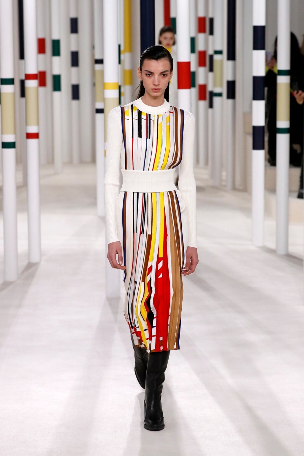 Coloured panels that evoked painter Piet Mondrian gave the Hermès autumn-winter 2020-21 collection a sanitised feel. Photo: Xinhua Coloured panels that evoked painter Piet Mondrian gave the Hermès autumn-winter 2020-21 collection a sanitised feel. Photo: Xinhua