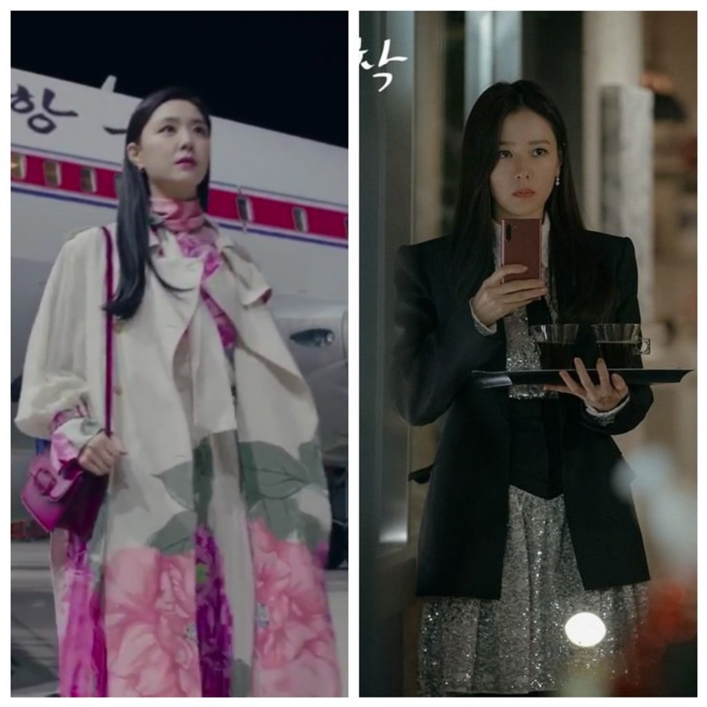 Seo Ji-hye looks glamorous in floral Valentino and Son Ye-jin shimmers in Louis Vuitton. Photos: Netflix, Instagram Seo Ji-hye looks glamorous in floral Valentino and Son Ye-jin shimmers in Louis Vuitton. Photos: Netflix, Instagram