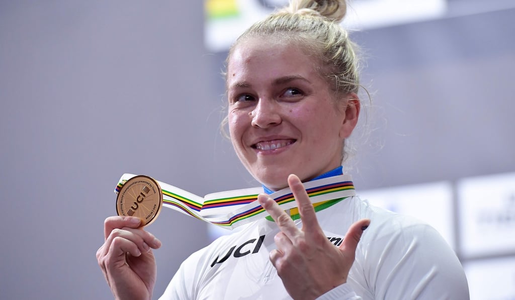 It’s gold medal number three for Emma Hinze after the women's keirin final in Berlin. Photo: AFP