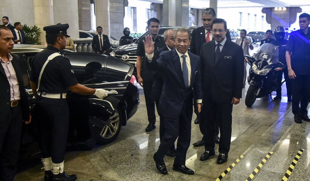 New Malaysian Prime Minister Muhyiddin Yassin arrives at the Prime Minister's Office in Putrajaya on Monday. Photo: EPA-EFE