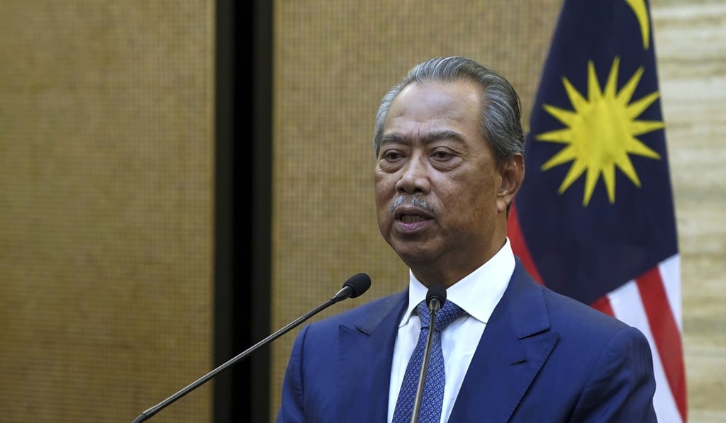Malaysian Prime Minister Muhyiddin Yassin delivers a speech to the nation on Monday night. Photo: DPA Malaysian Prime Minister Muhyiddin Yassin delivers a speech to the nation on Monday night. Photo: DPA