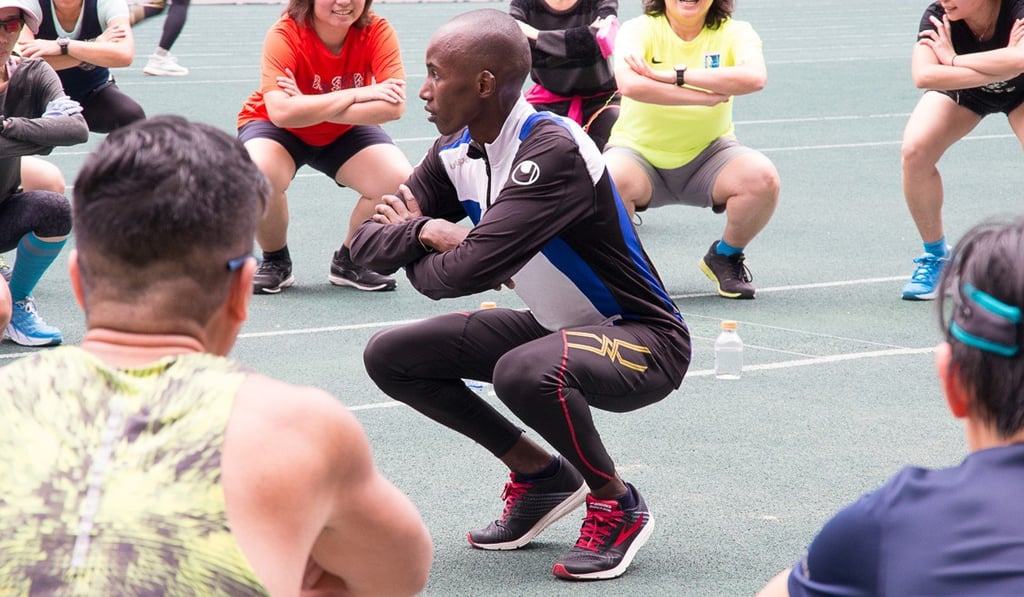 Marathon runner Lukas Wambua Muteti conducts a training workshop in Hong Kong. Photo: CAMEXPASIA Limited