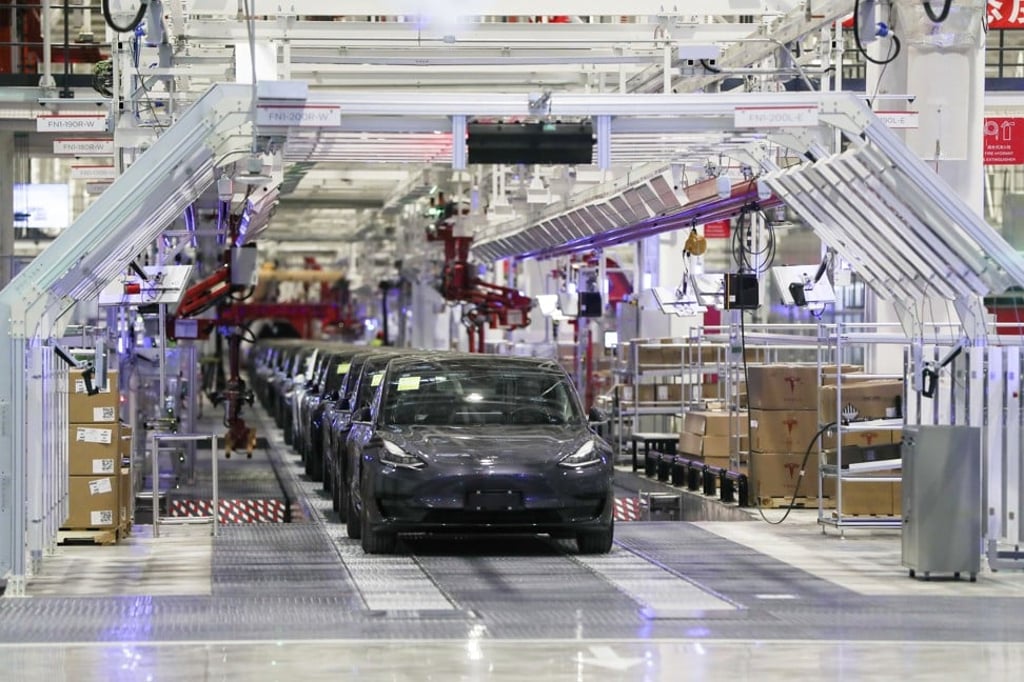 Tesla vehicles rolling off an assembly line at the Gigafactory in Shanghai on January 7, 2020. Photo: Xinhua