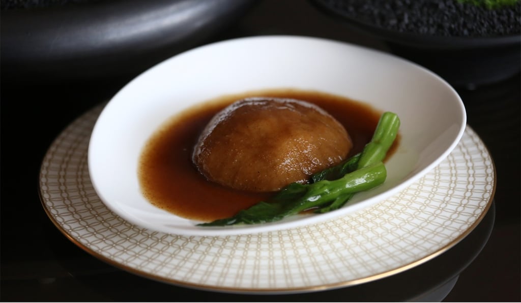 Braised pomelo peel with shrimp roe in supreme abalone sauce. Photo: Jonathan Wong