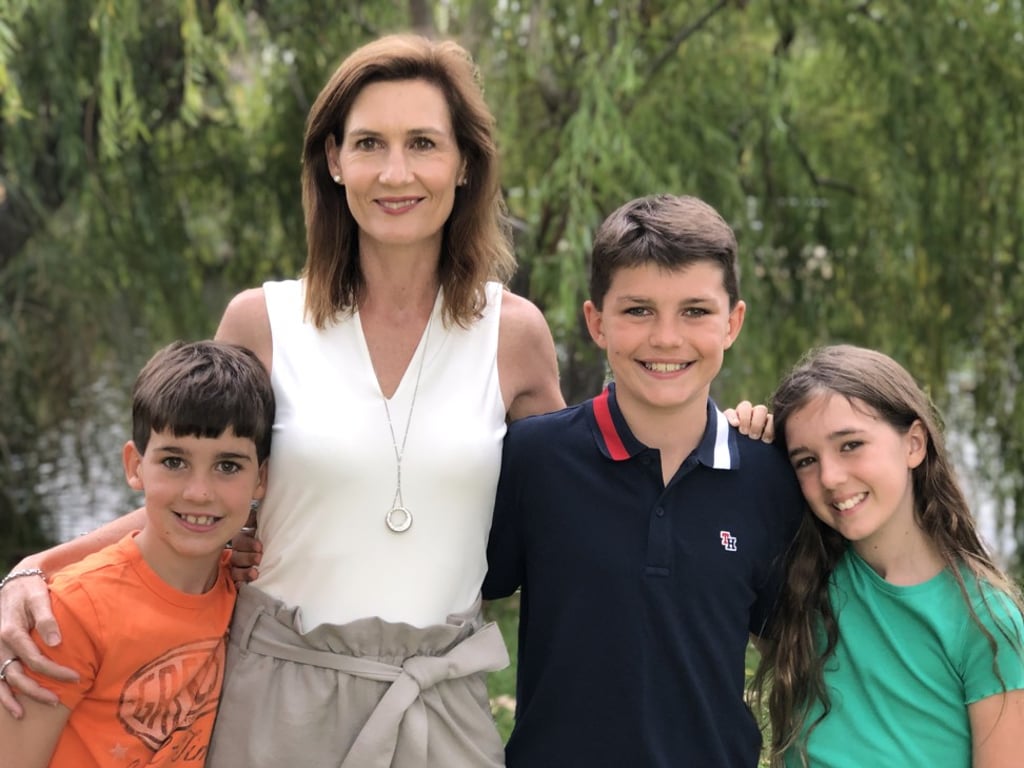 Alison Brock with her children Lucy (right), George (left) and Oliver. Photo: Alison Brock
