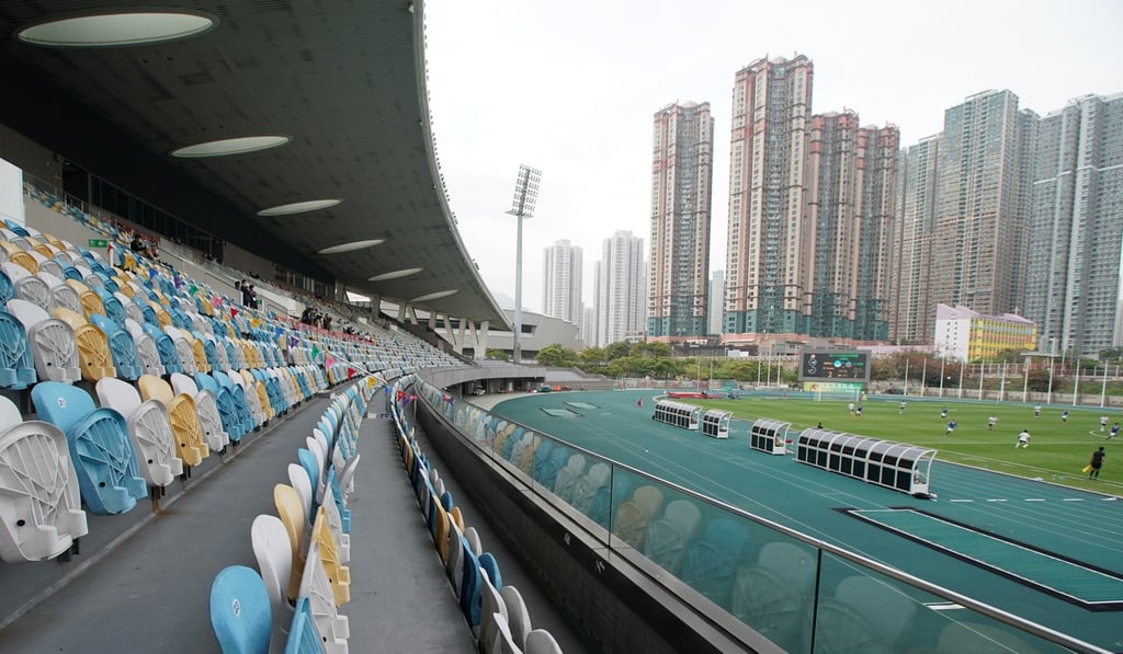 Empty stands stare down at the pitch in an FA Cup tie between BC Rangers and Eastern Long Lions at Tseung Kwan O Sports Ground. Photo: Felix Wong