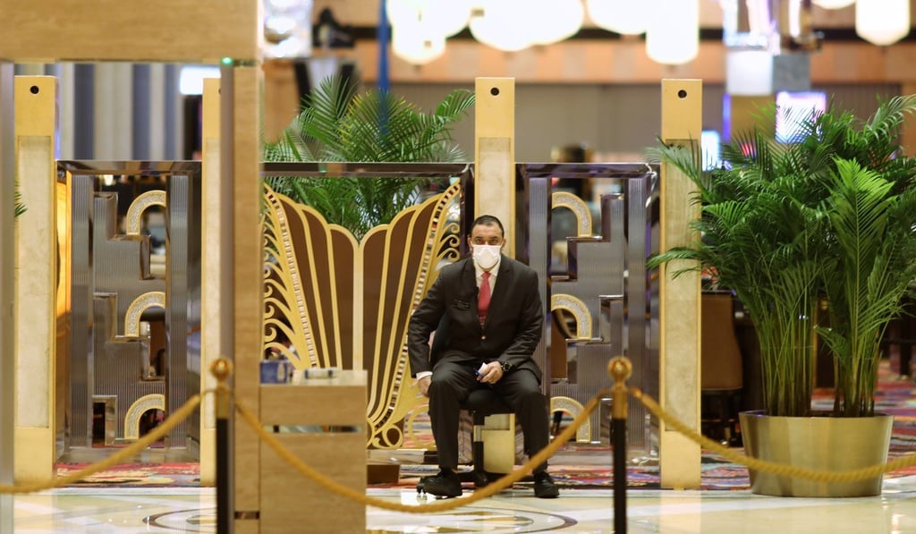 A masked staff member at Studio City Macau. Photo: Winson Wong