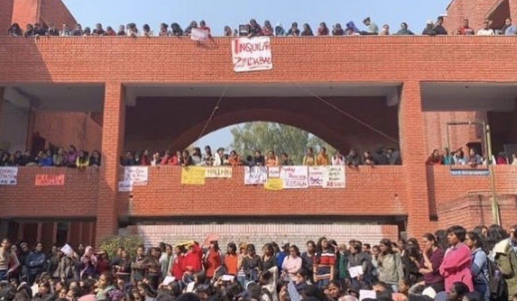 Students at the Gargi College protested against sexual harassment last month. Photo: handout.