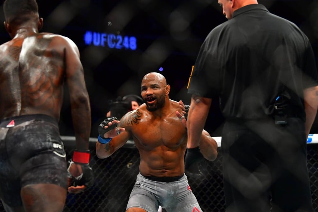 Yoel Romero taunts Israel Adesanya. Photo: USA TODAY Sports