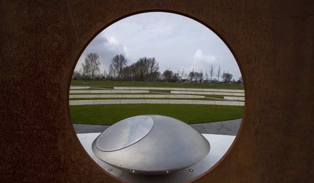 The MH17 monument carries the names of the victims of the downed flight. It is located in Vijfhuizen, the Netherlands. Photo: AP