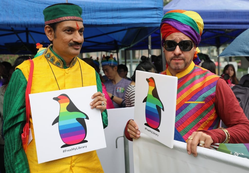 Prince Manvendra Singh Gohil (left) of Rajpipla, Gujarat and Duke DeAndre Richardson at Hong Kong Pride Parade 2018, in Victoria Park. Photo: Edward Wong