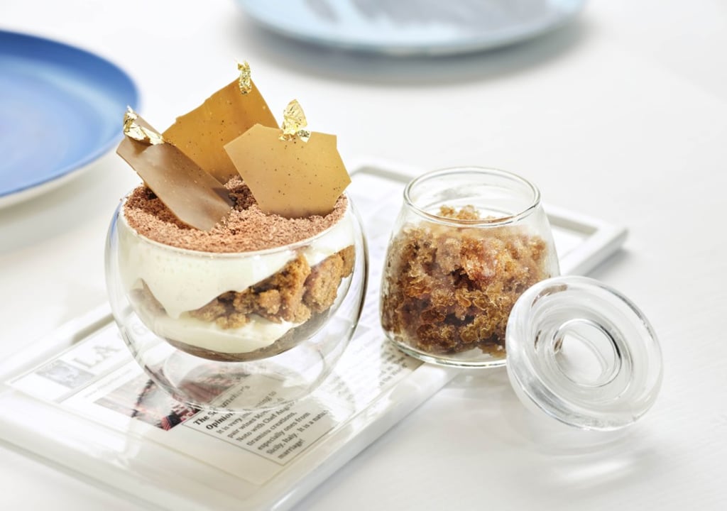 Traditional tiramisu with coffee granite.