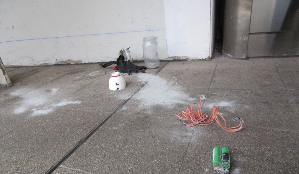 One of two explosive devices found at the MTR’s Lo Wu station on February 2. Photo: Handout