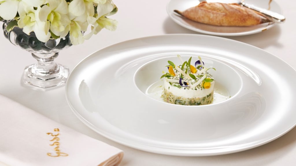 Cornish crab salad with Greek yoghurt, Granny smith apple and coriander.