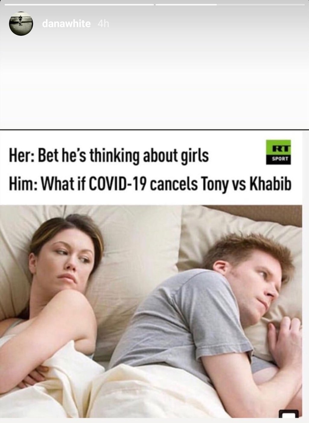 Dana White posts a meme on his Instagram story. Photo: Instagram