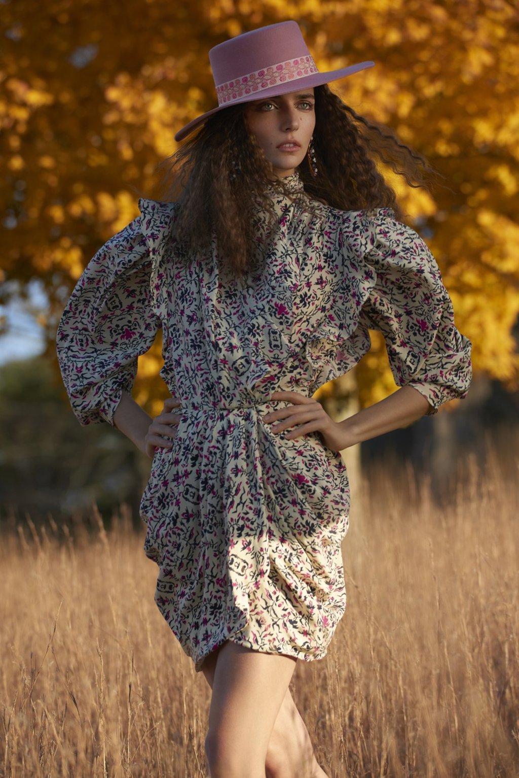 Isabel Marant dress, HK$12,055; Lack Of Color hat, price on request; Lele Sadoughi earrings, price on request. Photo: Mark Squires