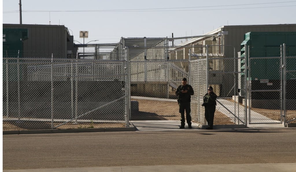 Border patrol agents are seen at an immigration holding facility in El Paso, Texas. Photo: AP