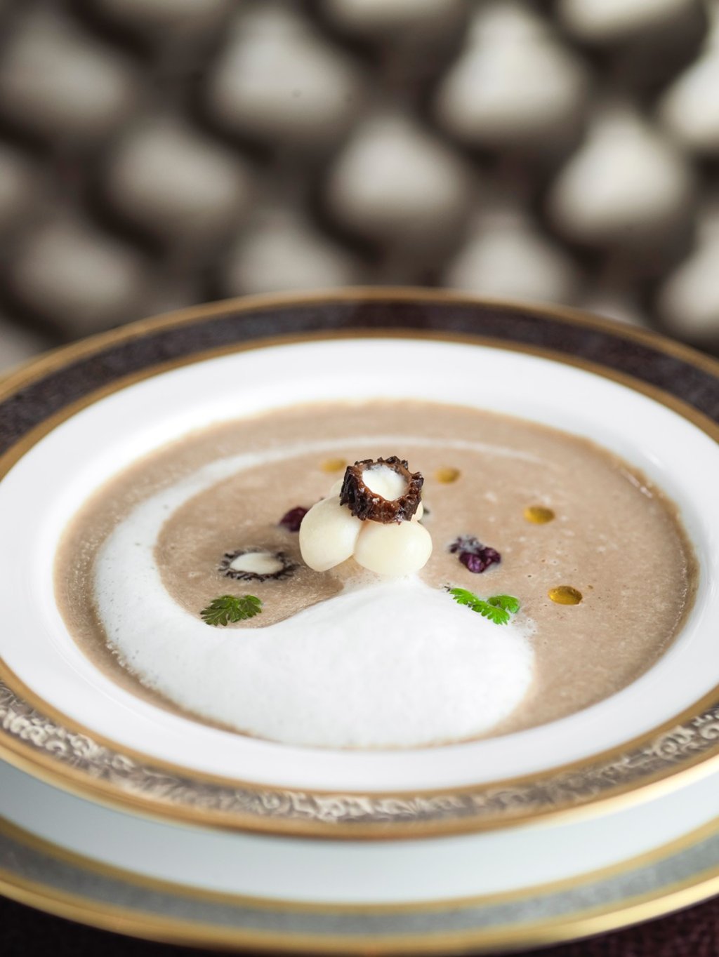 Cappuccino of wild mushroom soup.