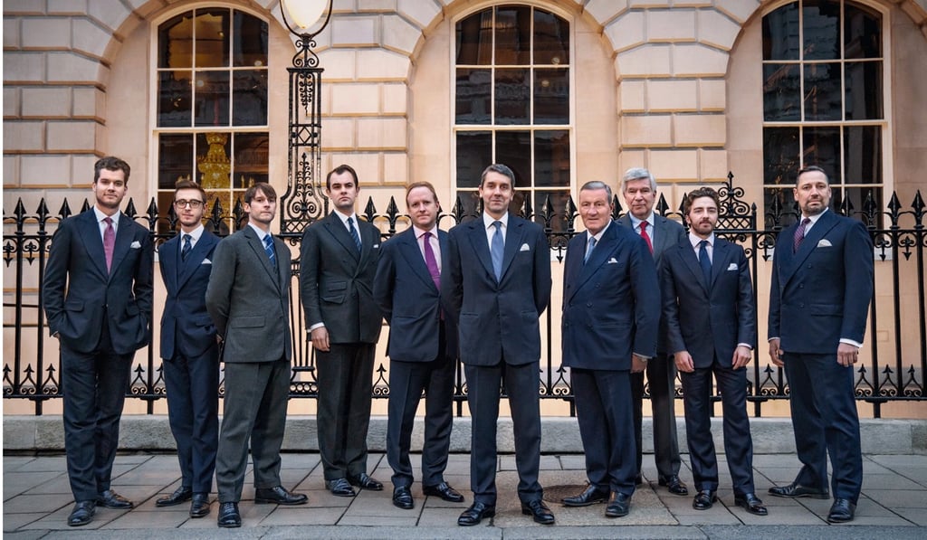 Anderson & Sheppard’s bespoke tailoring team in Savile Row, London. Anderson & Sheppard’s bespoke tailoring team in Savile Row, London.
